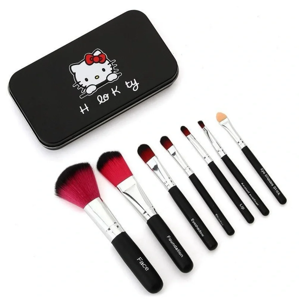 7 Piece Black Hello Kitty Makeup Brush Set